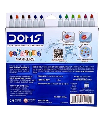 Doms Floating Markers 12 Assorted Shades