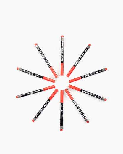 Camlin Fine Tip Permanent Markers Red (Set of 10)