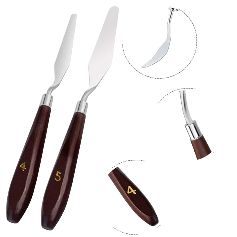 Grandink Palette Painting Knives - Set of 5 Various Sizes & Shapes, Stainless Steel