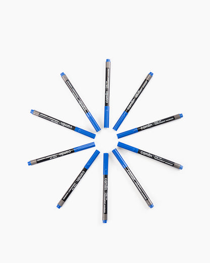 Camlin Fine Tip Permanent Markers Blue (Set of 10)
