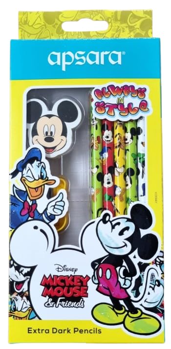 Apsara Mickey Mouse & Friends + Marvel Avengers Extra Dark 20 Wooden Pencils Combo|