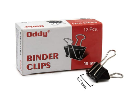 19 mm Nickel Plated-Rust Resistant Black Binder Clip, Re-usable, Long Life Paper Clips (Pack of 12 pcs)