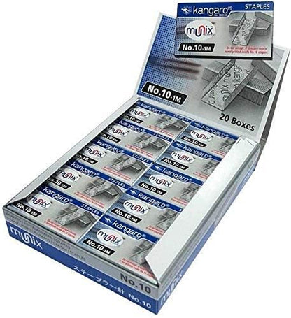 Kangaro Desk Essentials NO. 10-1M Heavy Duty Steel Wire Staple Pins | 1000 Staples | Perfect for Office, Home & School | Pack of 20