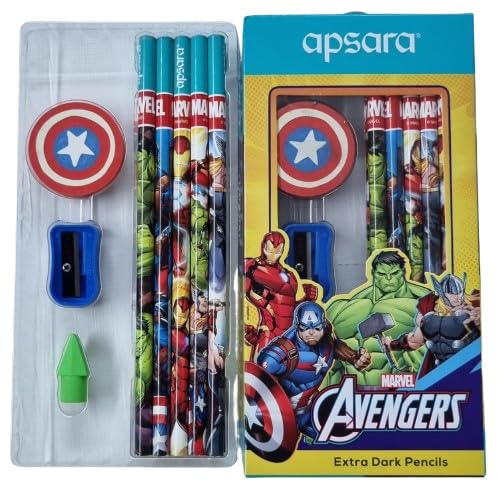 Apsara Mickey Mouse & Friends + Marvel Avengers Extra Dark 20 Wooden Pencils Combo|