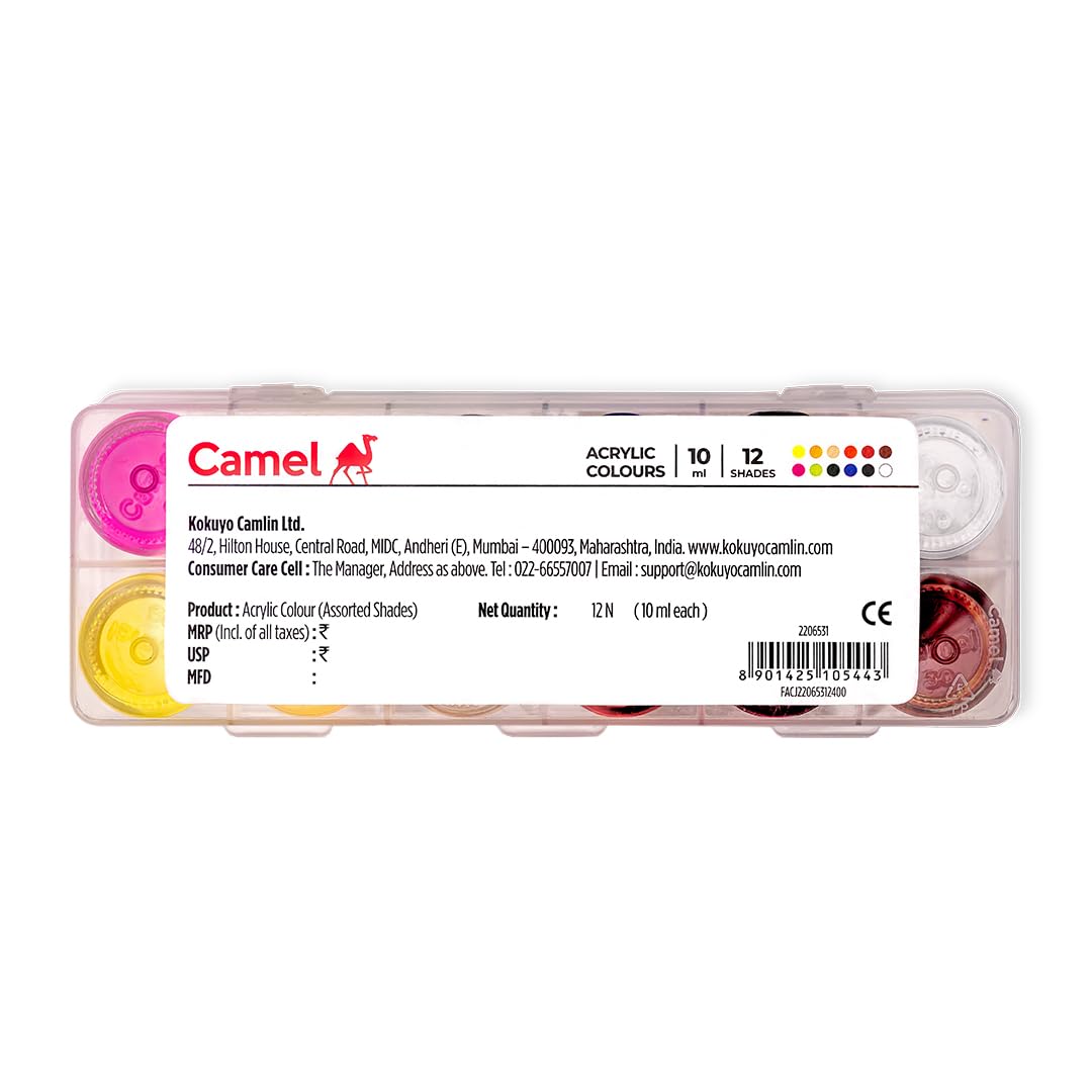 Camel Acrylic Ultra Colour – 12 Rich Shades (10ml each)