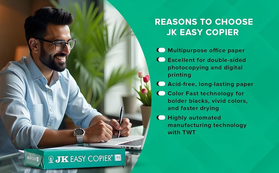 JK Easy Copier Paper | A4 Size | 70 GSM | 500 Sheets | White Paper
