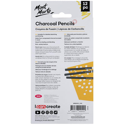 Mont Marte Charcoal Pencils 12pce