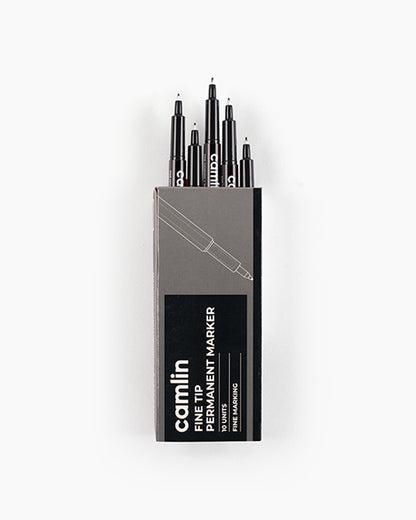Camlin Fine Tip Permanent Markers Black (Set of 10)