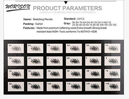 worison Fine Art Drawing&Sketching Pencils-24Pcs,Black