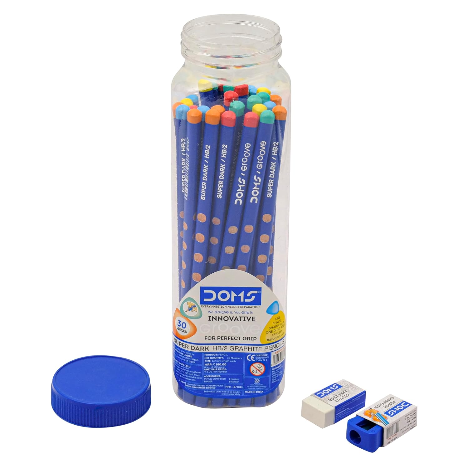 Doms Groove Super Dark HB/2 Graphite Pencils Jar Pack