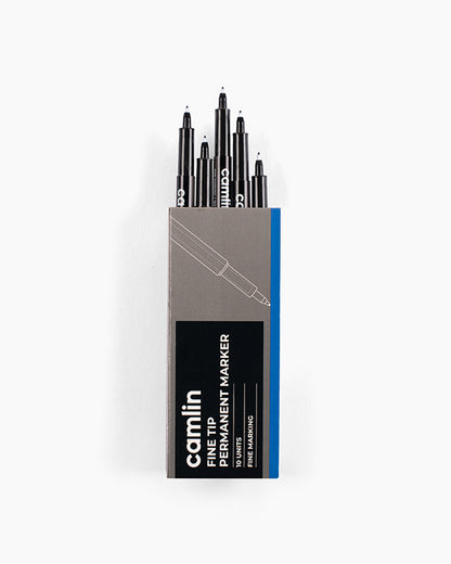 Camlin Fine Tip Permanent Markers Blue (Set of 10)