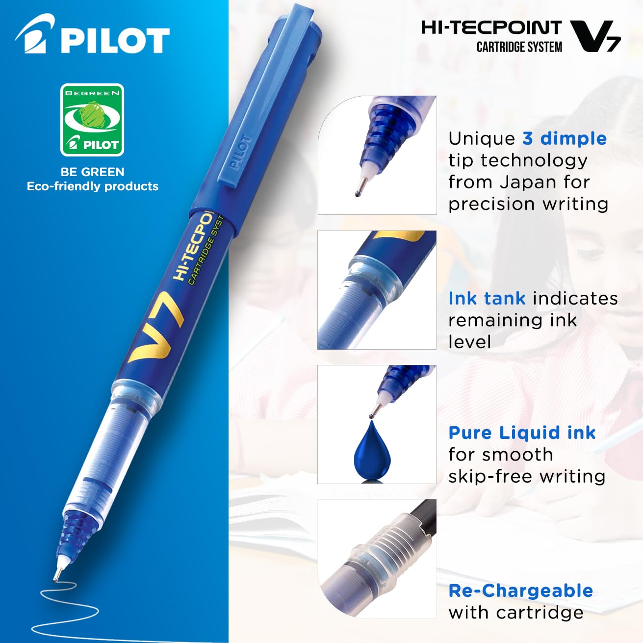 Pilot V7 Hi-TechPoint Pen with cartridge system