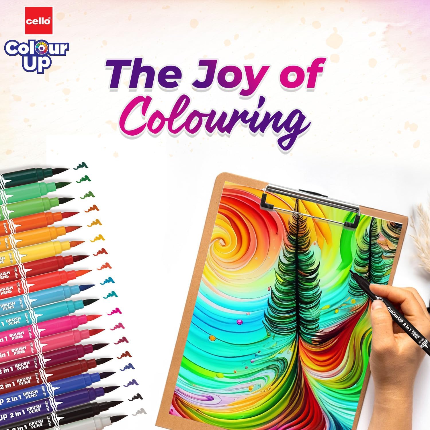 Cello Brush Tip Pens Multicolor 18 Shades Set (Pack of 1)
