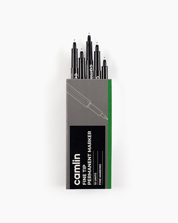 Camlin Fine Tip Permanent Markers Green (Set of 10)