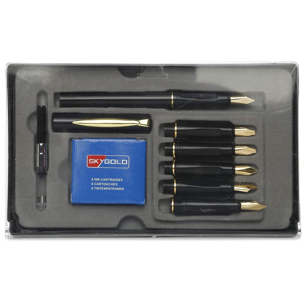 Sky Gold Calligraphy Pen Set 6 Nib & 6 Ink Cartridge