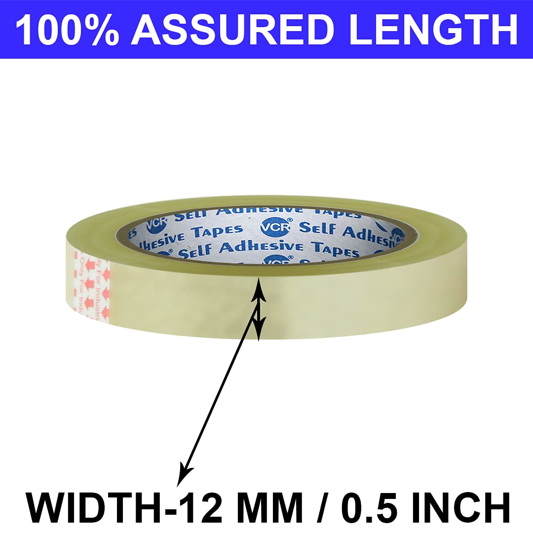Adhesive Transparent Cello Tape - 35 Meters in Length - 12mm / 0.5" Width (Pack of 2)