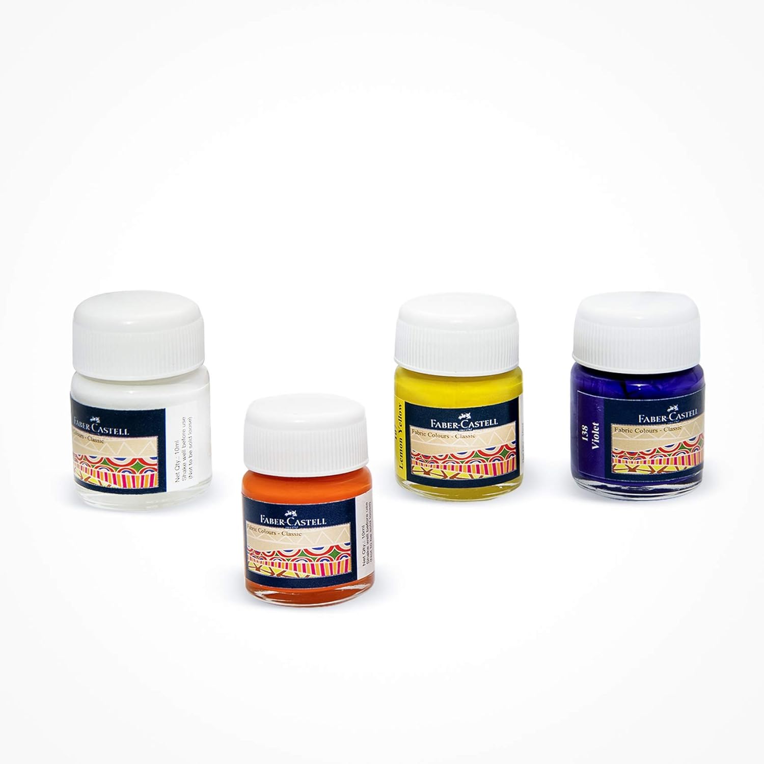 Faber-Castell Fabric Colours for Painting – 10ml x 12 Shades | Fabric Paint Set for Clothes, Bags, Cushions & More