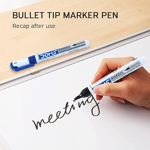 DOMS Fine Magnetic Whiteboard Duster Marker Set | Easy to Wipe