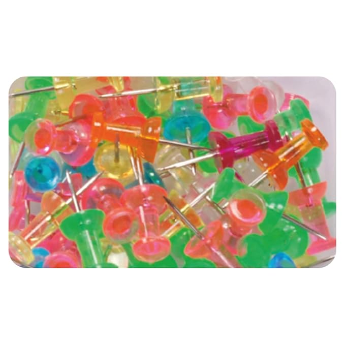 ODDY Push Pins, Board Pins, Thumb Pins, Multicolour Push Pin, (Pack of 2, 100 pcs)