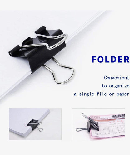 19 mm Nickel Plated-Rust Resistant Black Binder Clip, Re-usable, Long Life Paper Clips (Pack of 12 pcs)