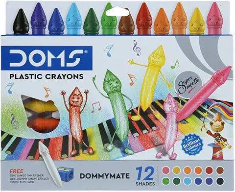 Doms 12 Shades Erasable Plastic Crayons