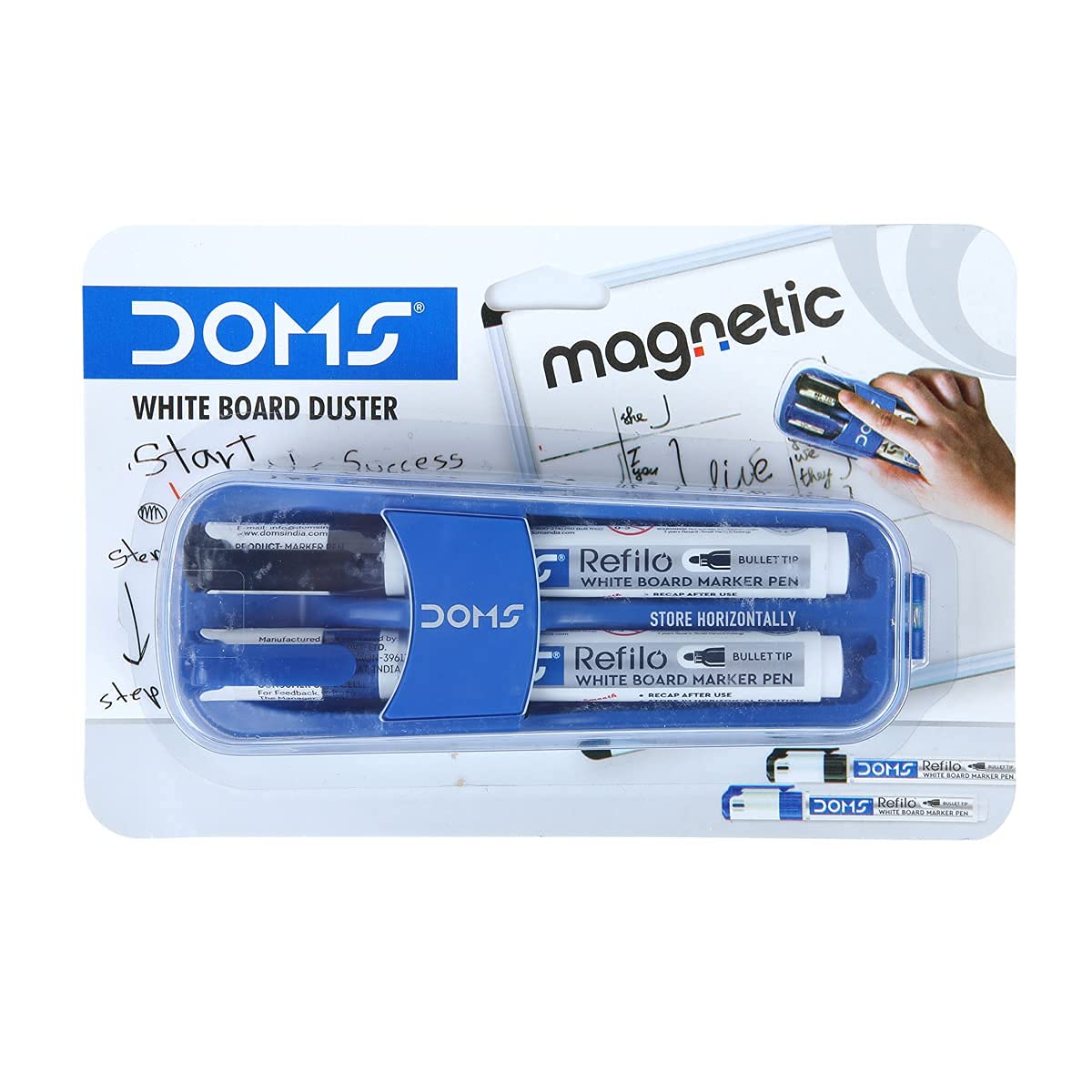 DOMS Fine Magnetic Whiteboard Duster Marker Set | Easy to Wipe