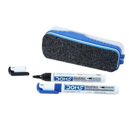 DOMS Fine Magnetic Whiteboard Duster Marker Set | Easy to Wipe
