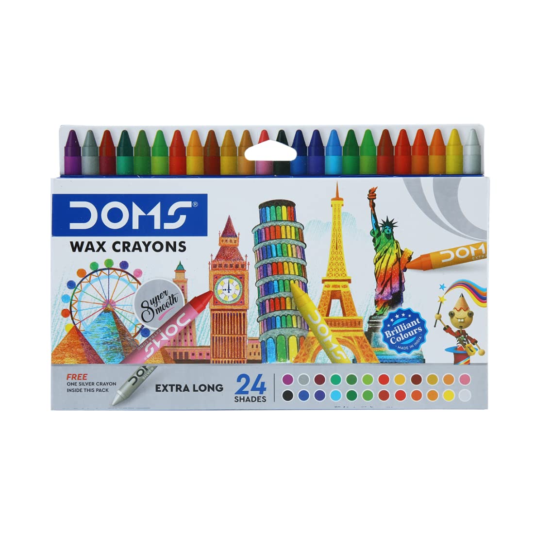 DOMS Non-Toxic Extra Long Wax Crayon Set