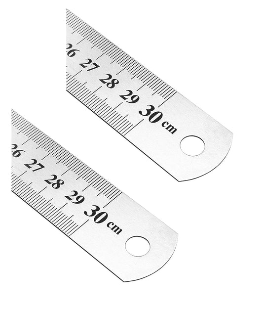 Stainless Steel Ruler Scale Long double Side Measuring Tool for Architects, Engineers, College Students (12 inch, 30 cm)