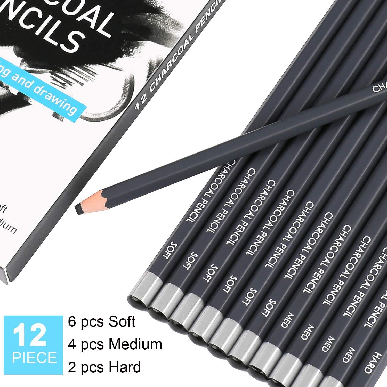 Charcoal Pencils Drawing Set 12 Pieces