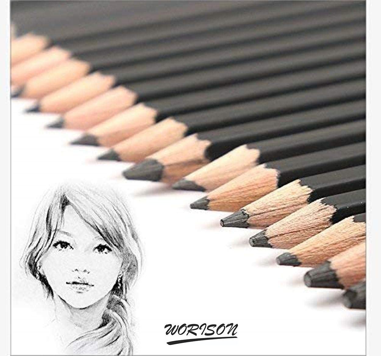 worison Fine Art Drawing&Sketching Pencils-24Pcs,Black