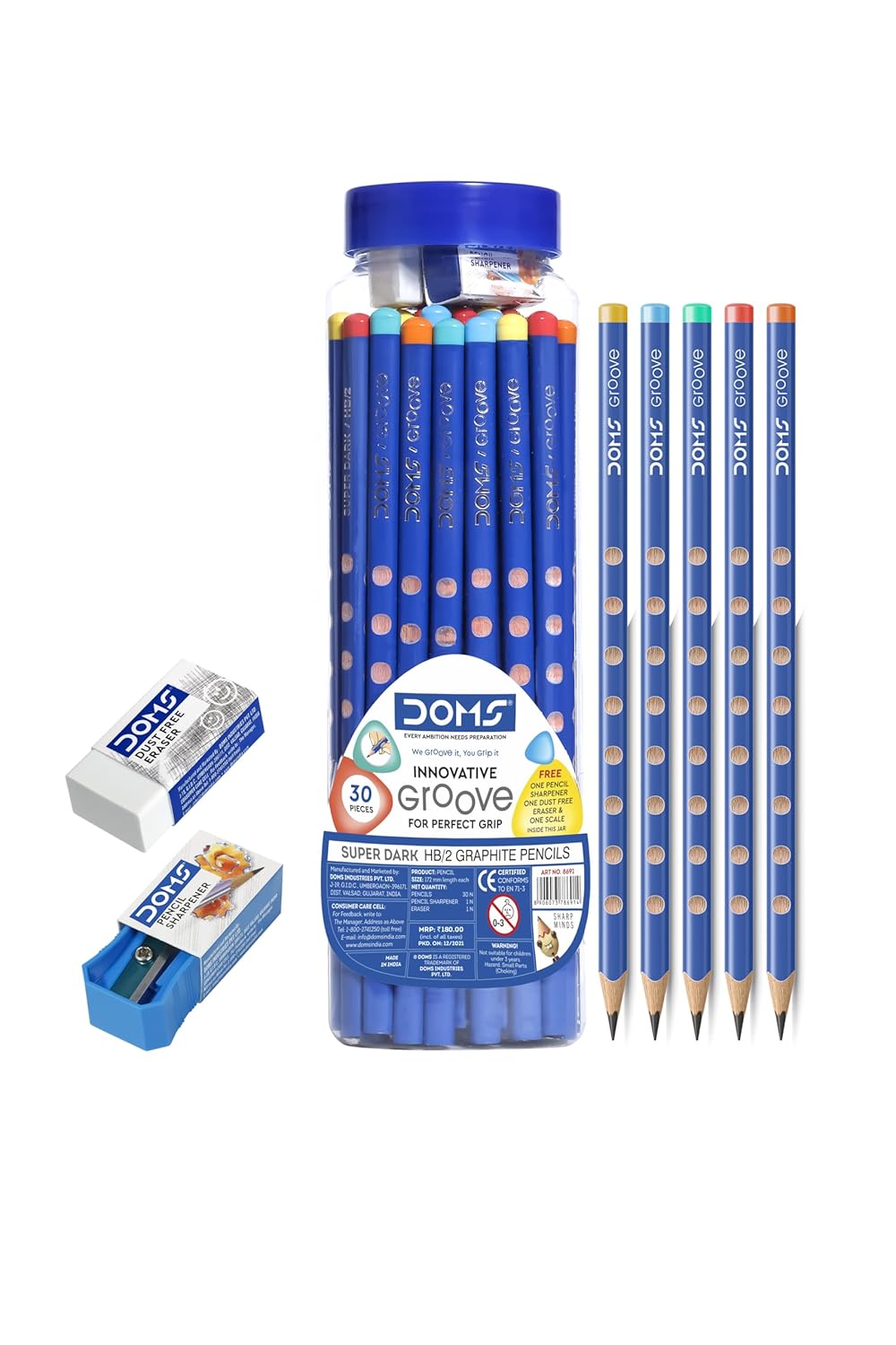 Doms Groove Super Dark HB/2 Graphite Pencils Jar Pack