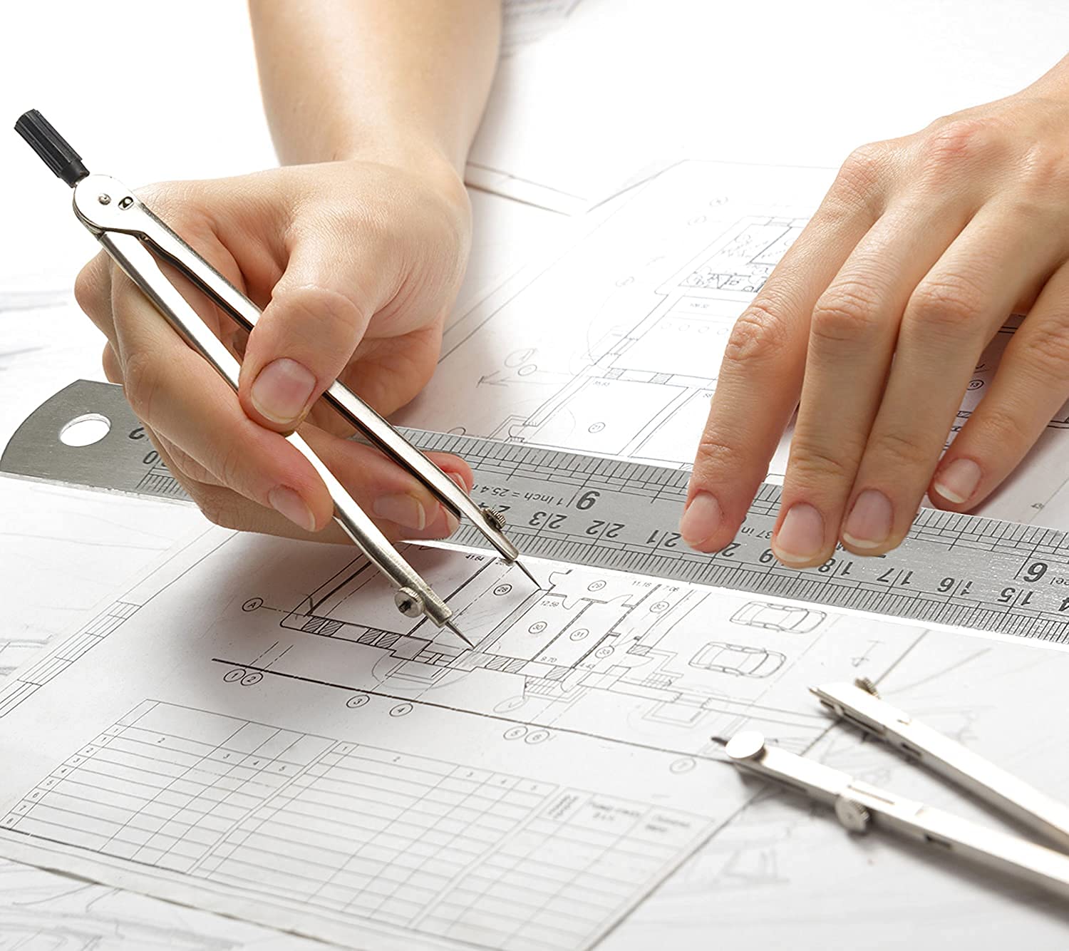Stainless Steel Ruler Scale Long double Side Measuring Tool for Architects, Engineers, College Students (12 inch, 30 cm)