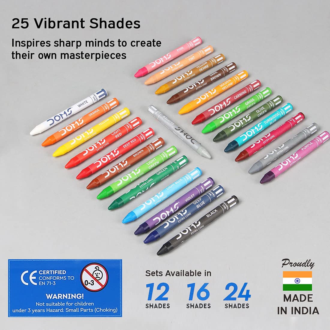 DOMS Non-Toxic Extra Long Wax Crayon Set
