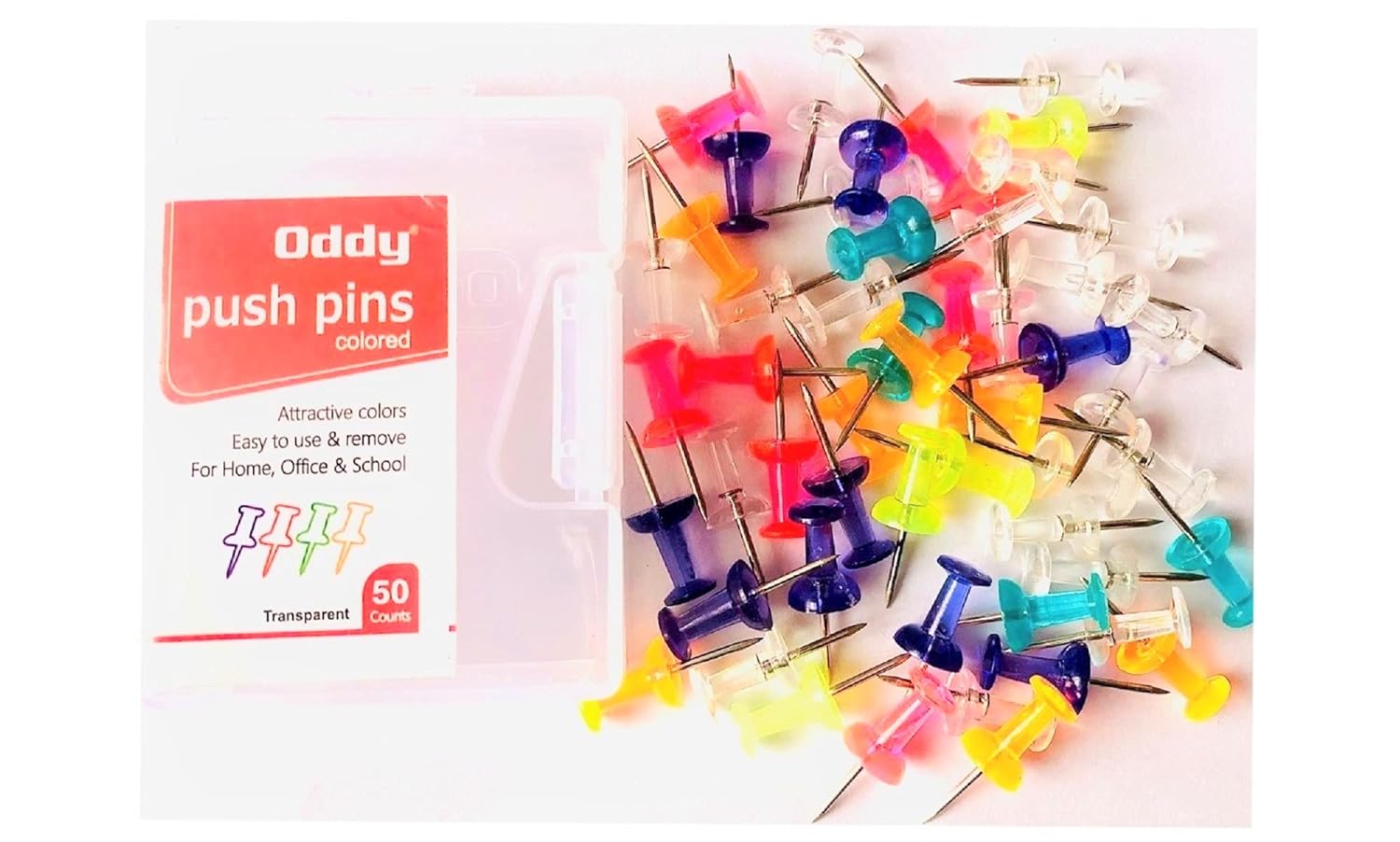 ODDY Push Pins, Board Pins, Thumb Pins, Multicolour Push Pin, (Pack of 2, 100 pcs)