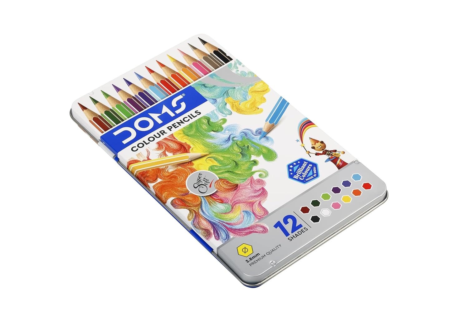 DOMS Fsc 12 Colour Pencil Flat Tin Multicolor