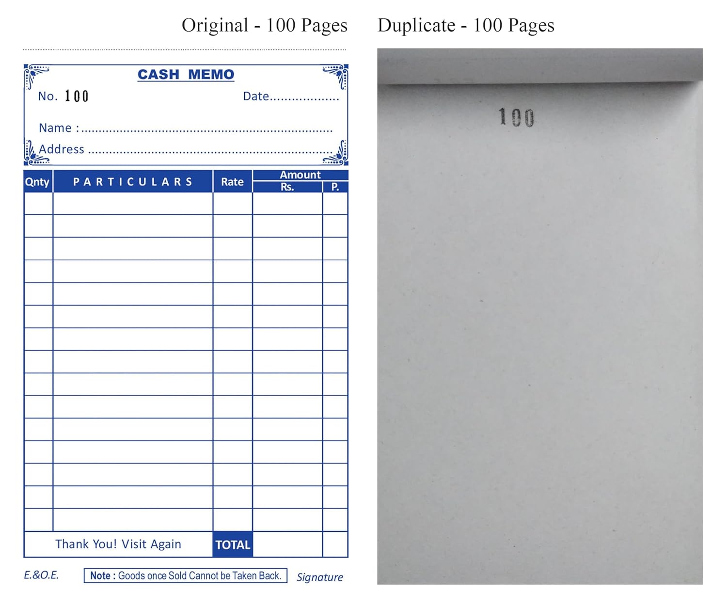 Cash Memo Small Bill Book Writing Note Pad