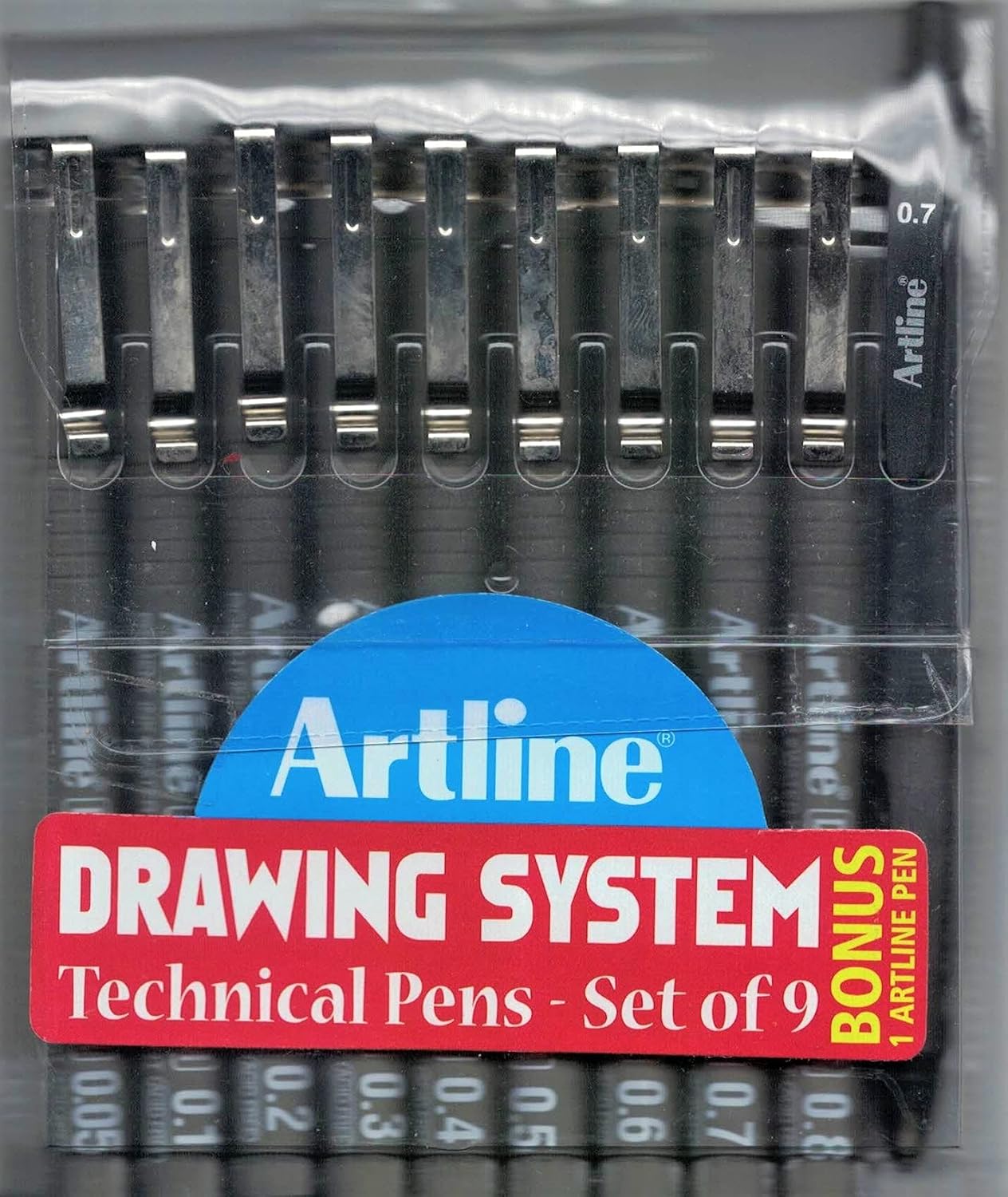 Artline Drawing System - Technical Pens - Set Of 9, With One Bonus Pen In Pack