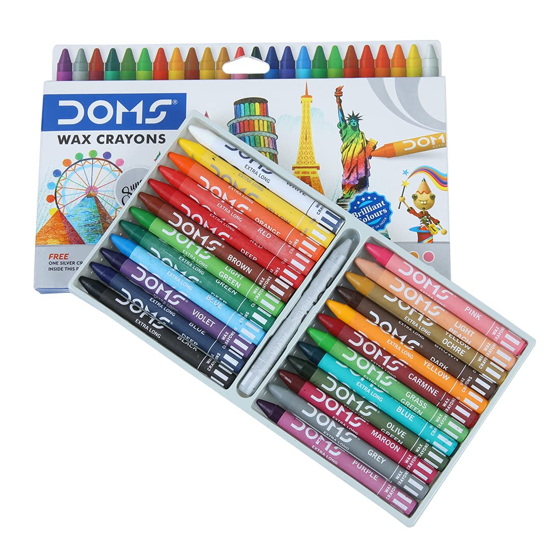 DOMS Non-Toxic Extra Long Wax Crayon Set