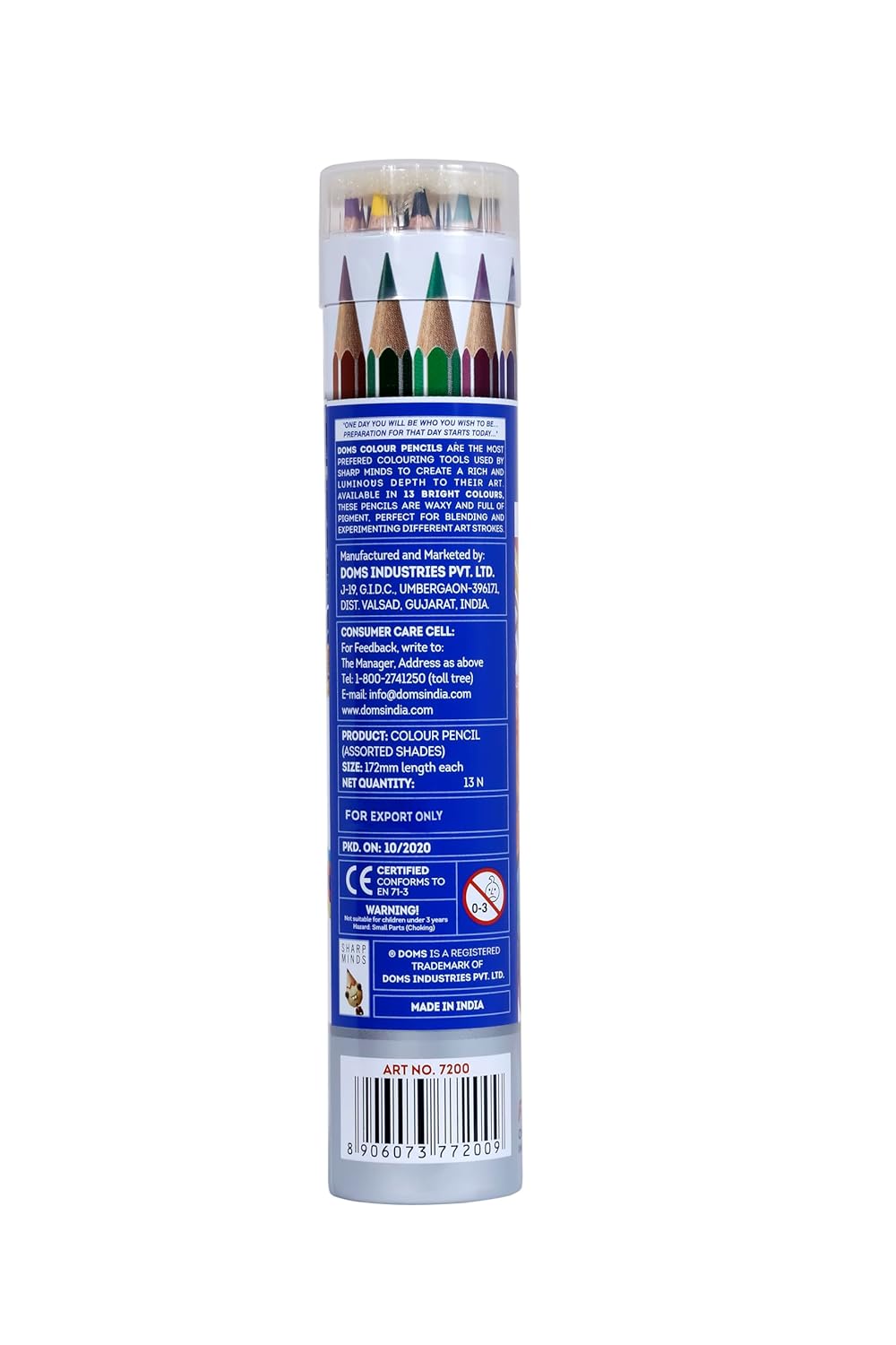 DOMS 12 Colour Pencils 3mm - 12 Colours (Silver & Gold Shade Free Inside)