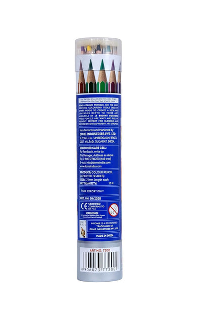 DOMS 12 Colour Pencils 3mm - 12 Colours (Silver & Gold Shade Free Inside)