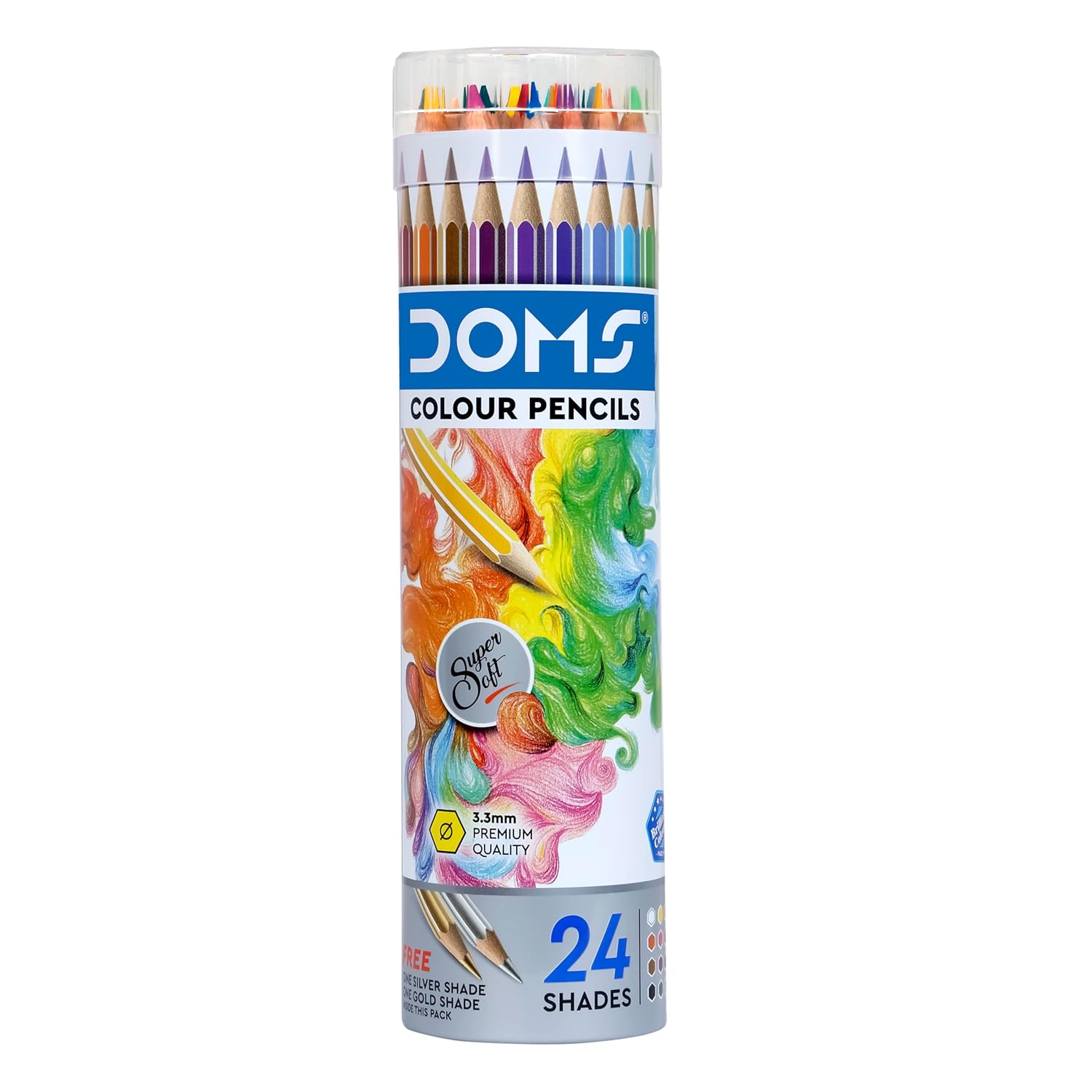 Doms 24 Shades Super Soft Color Pencils Round Tin Box
