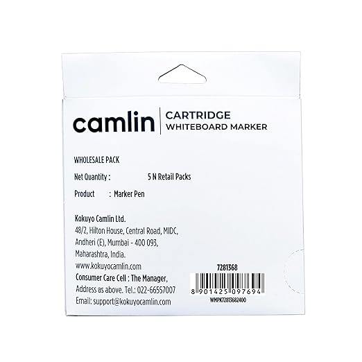 Camlin Cartridge White Board Marker pack of 5 - RED