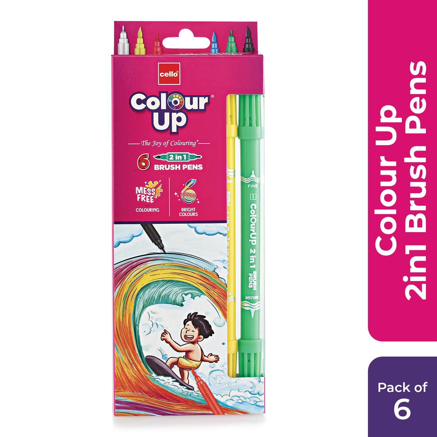 Cello BrushTip Pens Multicolor 6 Shades Set (Pack of 1)