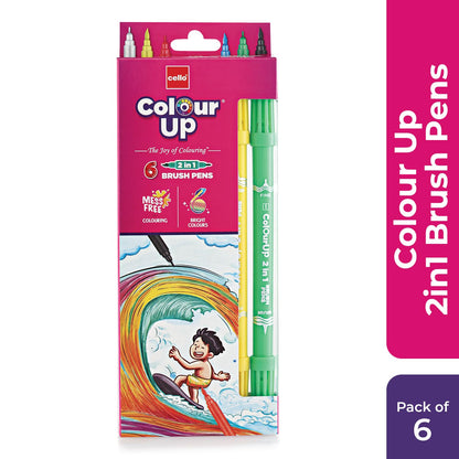 Cello BrushTip Pens Multicolor 6 Shades Set (Pack of 1)