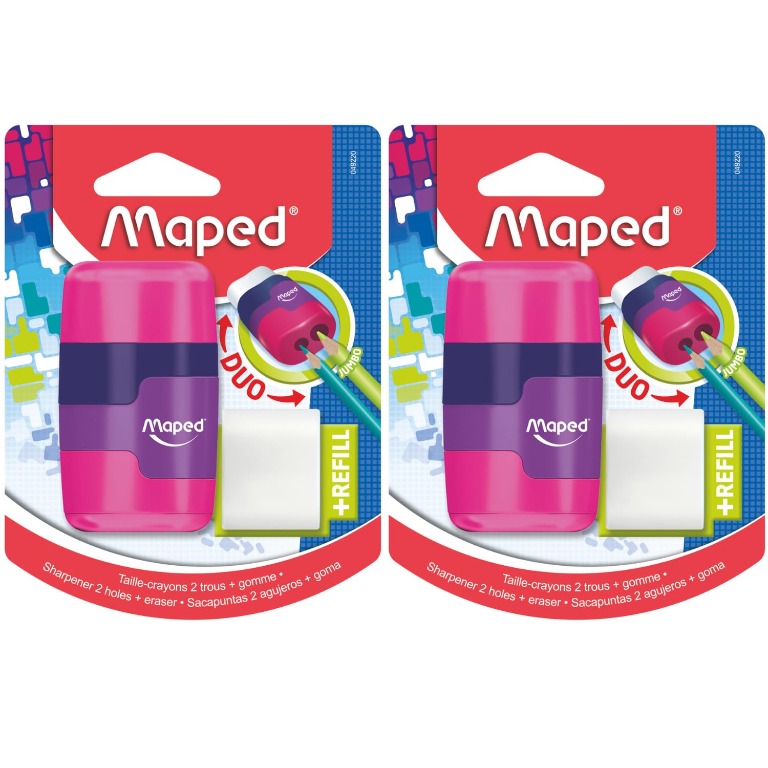 Mapped Connect Coloured Duo Eraser and Pencil Sharpener (Pack of 2)