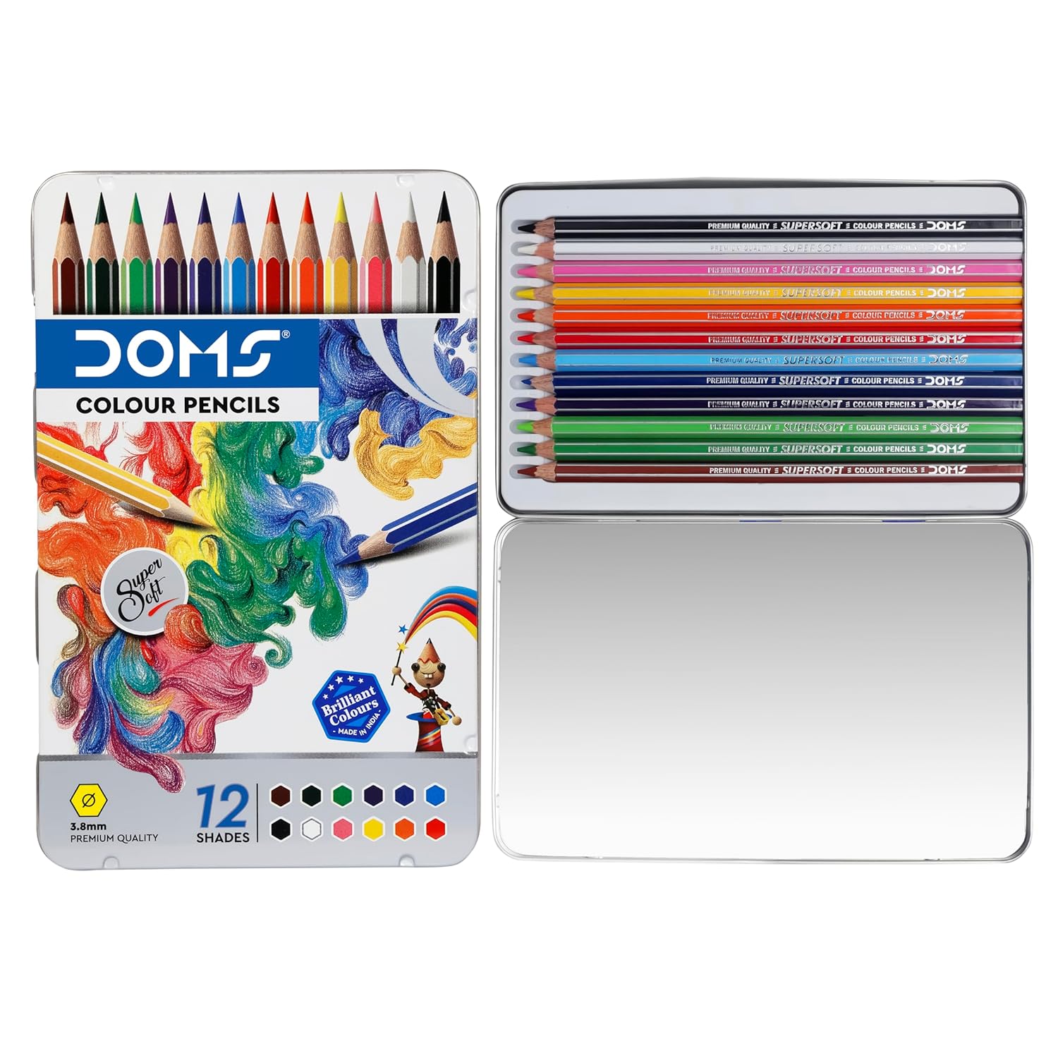 DOMS Fsc 12 Colour Pencil Flat Tin Multicolor