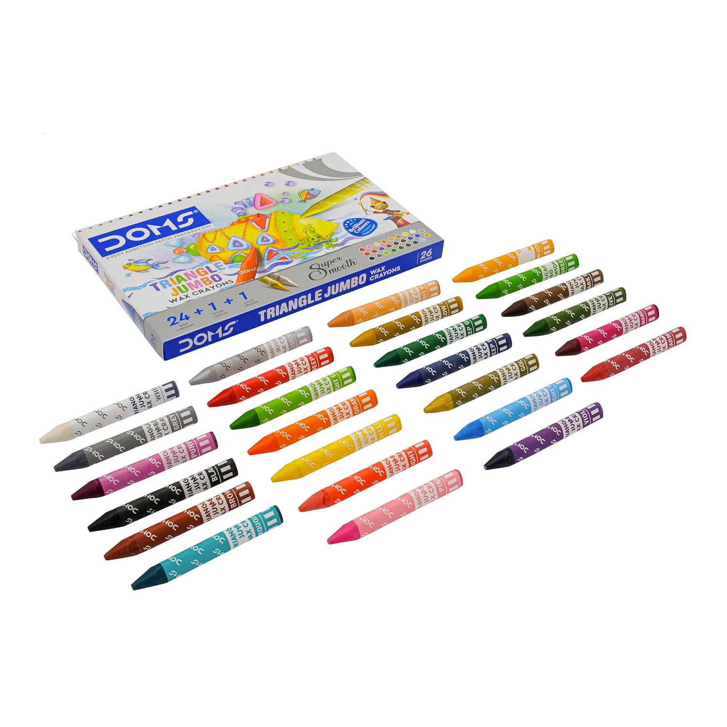 Doms triangle jumbo wax crayons 24 shades