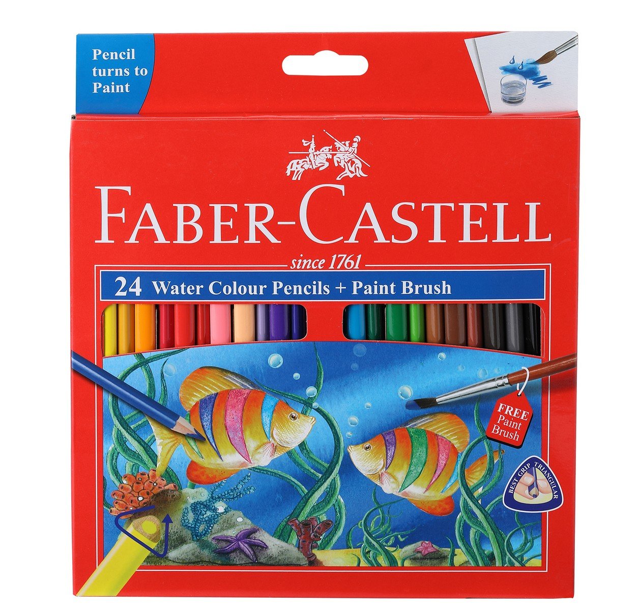 Faber-Castell Water Color Pencils with Paint Brush - Pack of 24