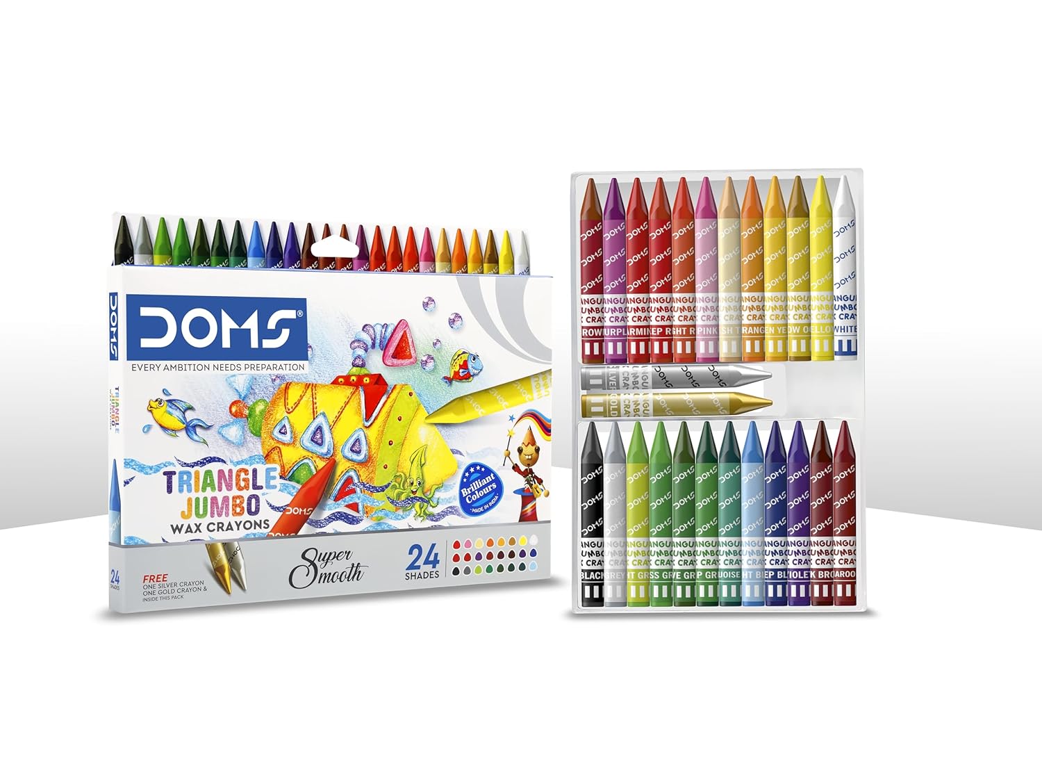 Doms triangle jumbo wax crayons 24 shades